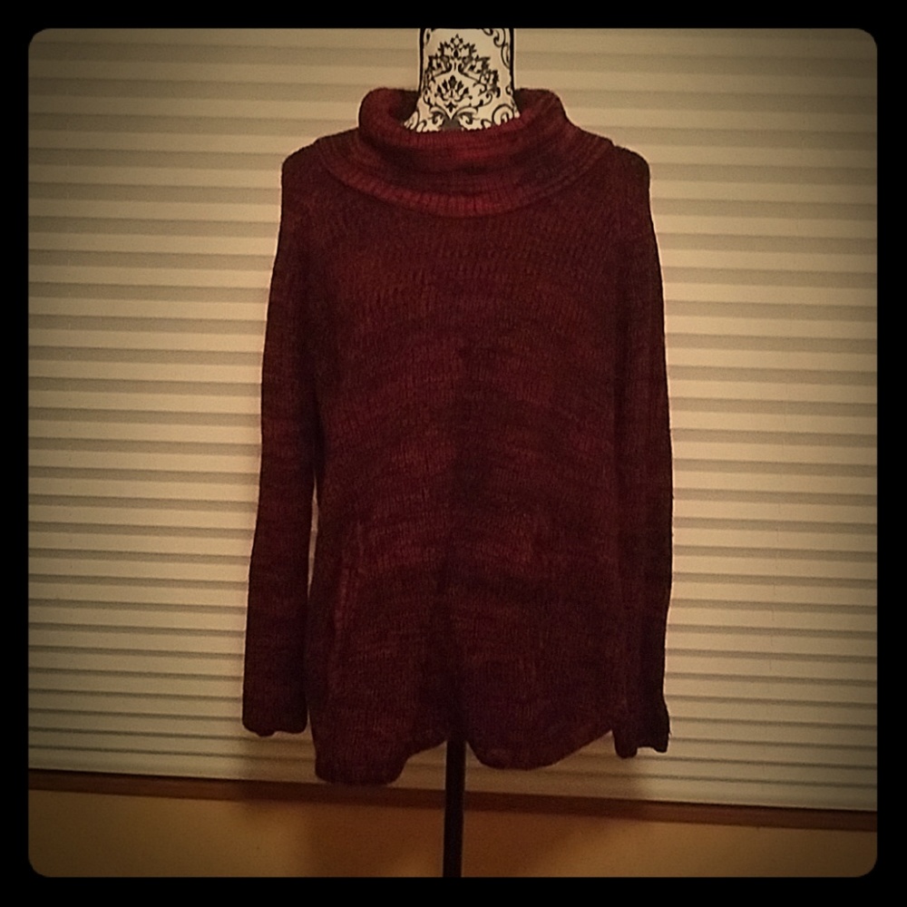 Red and black turtleneck sweater